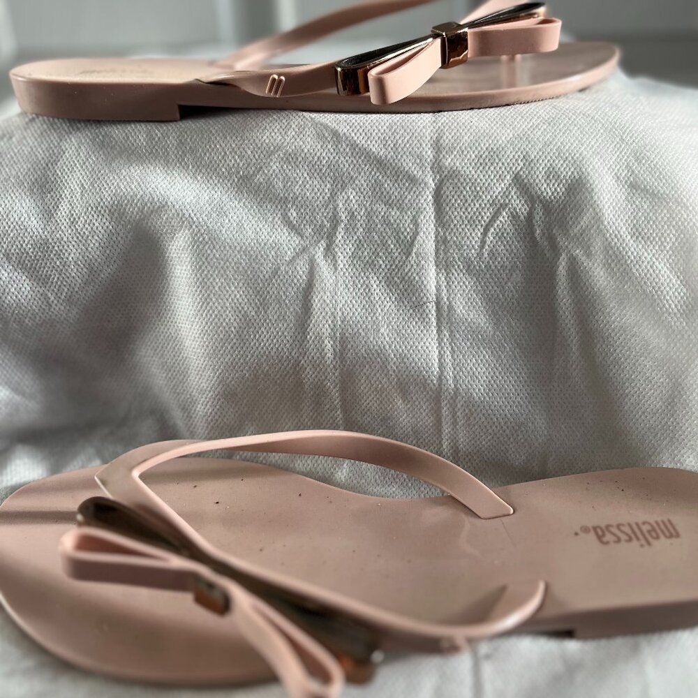 EUC MELISSA jelly with bow thong flip-flop sandals (7)=$25 for 2 | Shoe Sale